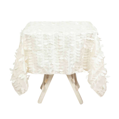 Taffeta 54"x54" Square Tablecloth Ivory 3D Leaf Petal Table Cover