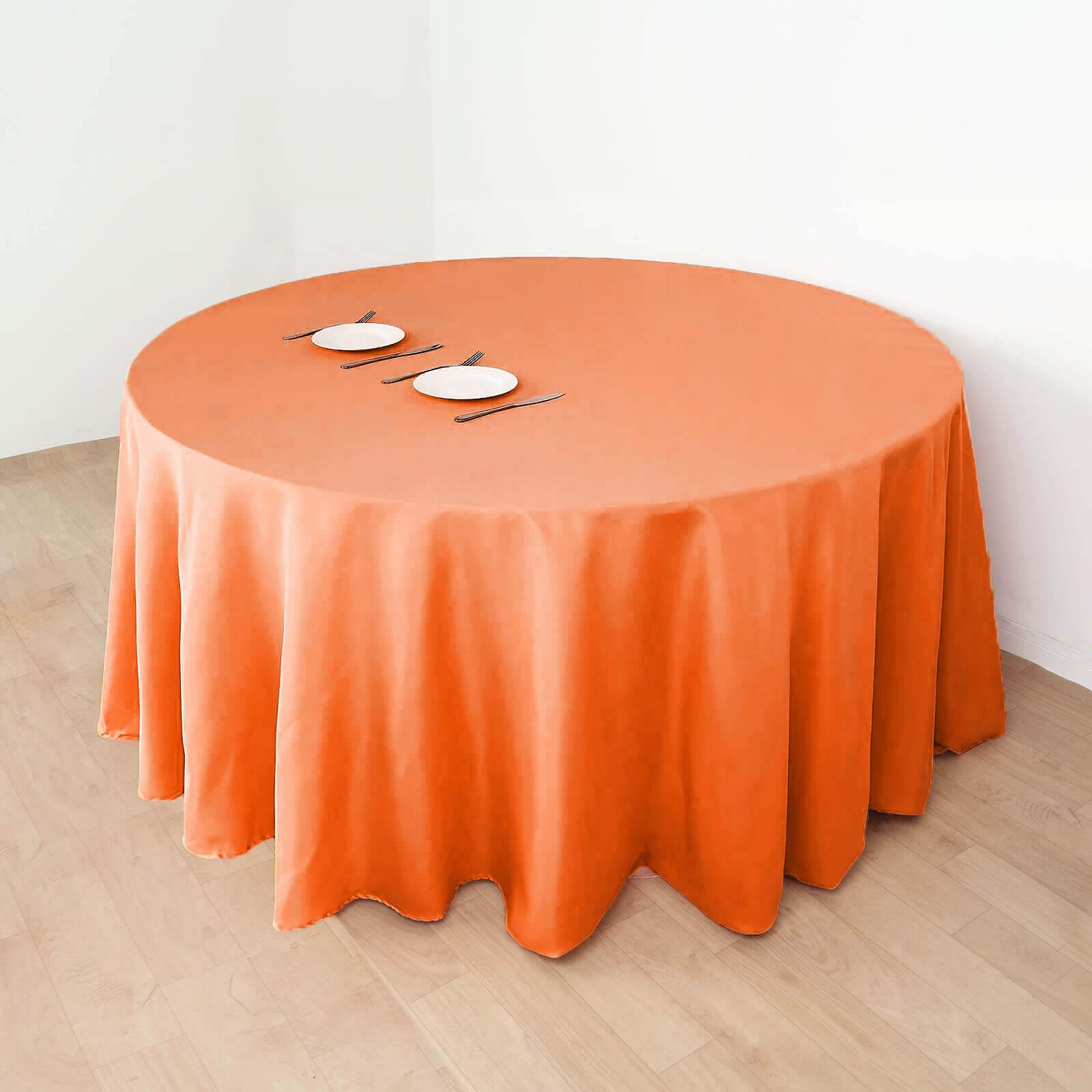 Polyester 132" Round Tablecloth Orange - Seamless Chic Table Cover