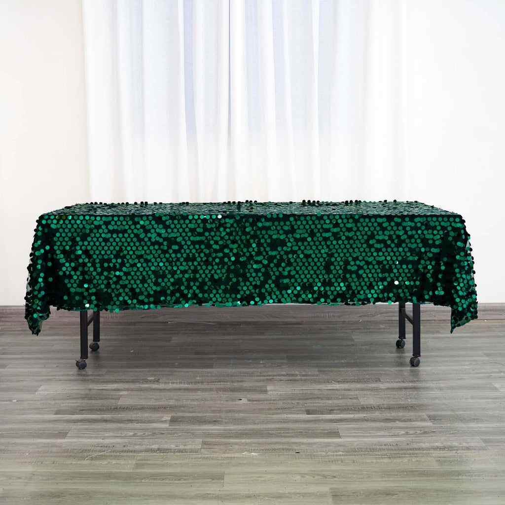 Sequin 60"x102" Rectangle Tablecloth Hunter Emerald Green - Big Payette Design for Modern Gatherings