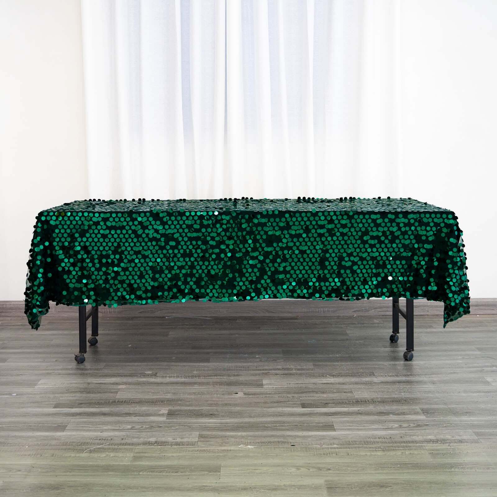 Sequin 60"x102" Rectangle Tablecloth Hunter Emerald Green - Big Payette Design for Modern Gatherings