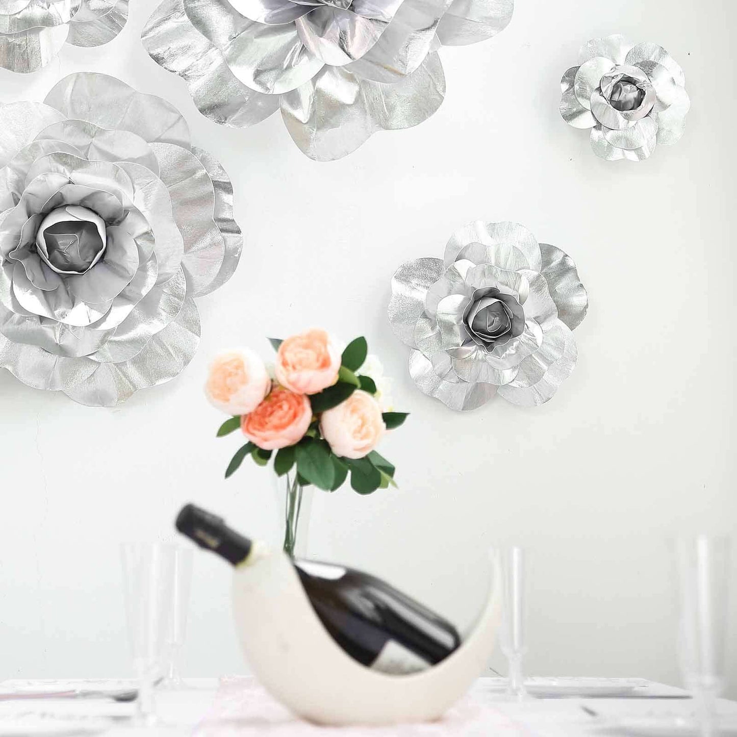 2 Pack 20" Large Silver Real Touch Artificial Foam DIY Craft Roses