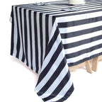 Satin 60"x102" Rectangle Tablecloth Black/White - Stripe Design with Stylish Smooth Finish Table Cover