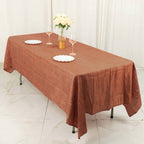 Taffeta 60"x102" Rectangle Tablecloth Terracotta (Rust) - Accordion Crinkle Table Cover