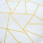 Polyester 60"x102" Rectangle Tablecloth White with Gold Foil Geometric Pattern - Wrinkle-Resistant and Durable Table Cover for Weddings & Events