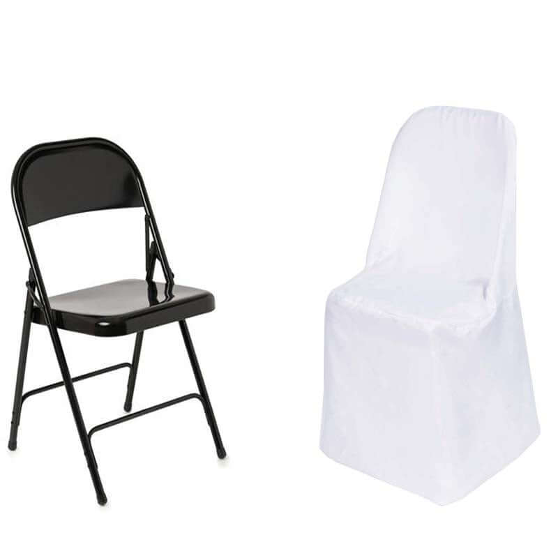 Polyester Chair Cover White for Folding Chairs - Stylish Durable and Reusable Slip-On Cover for Events & Gatherings