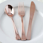 30-Pack Plastic Utensil Set Metallic Rose Gold Classic Heavy Duty - Durable Disposable Silverware Set 7", 8"