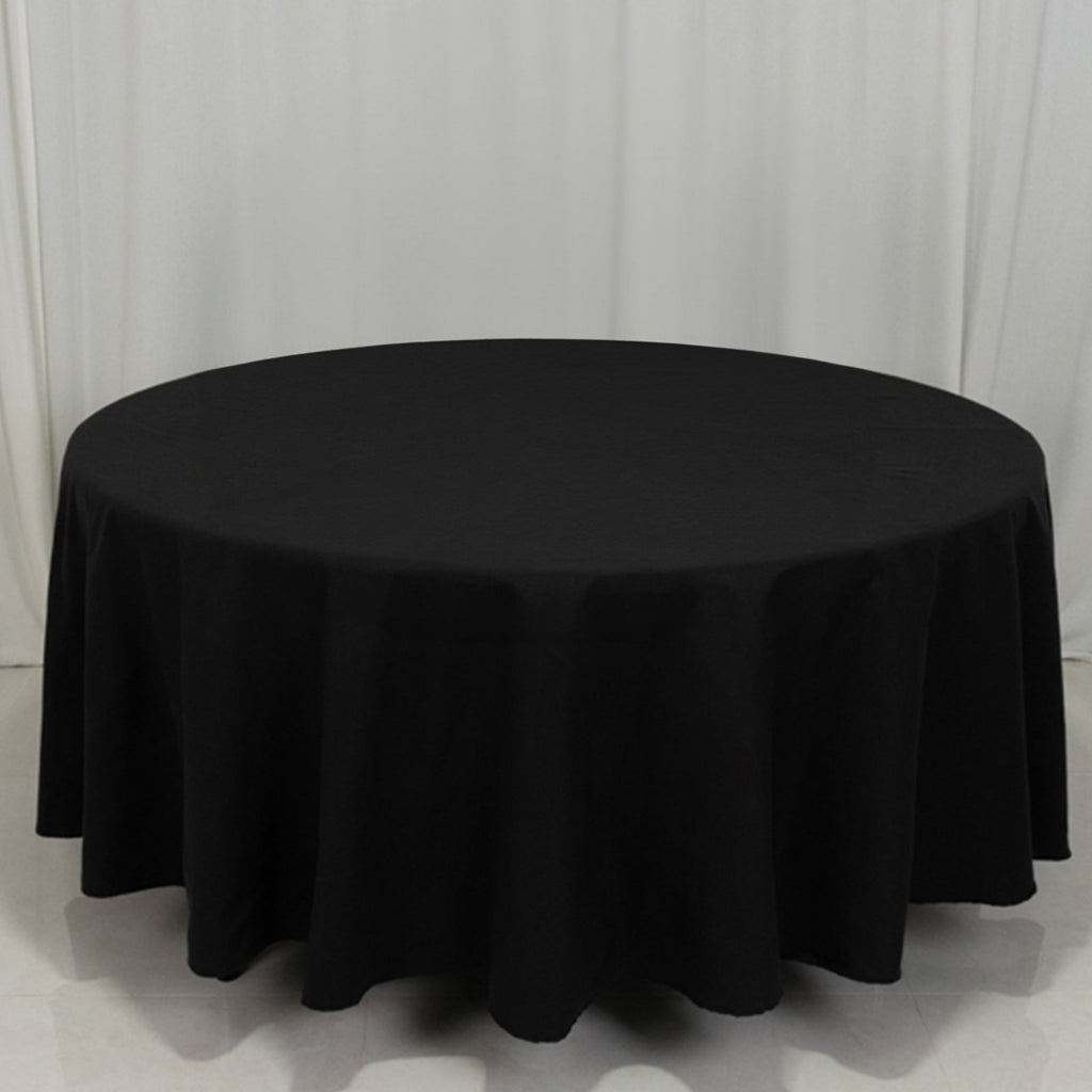 Cotton Blend 108" Round Tablecloth Black - Wrinkle - Resistant Design - Bell Racket Store