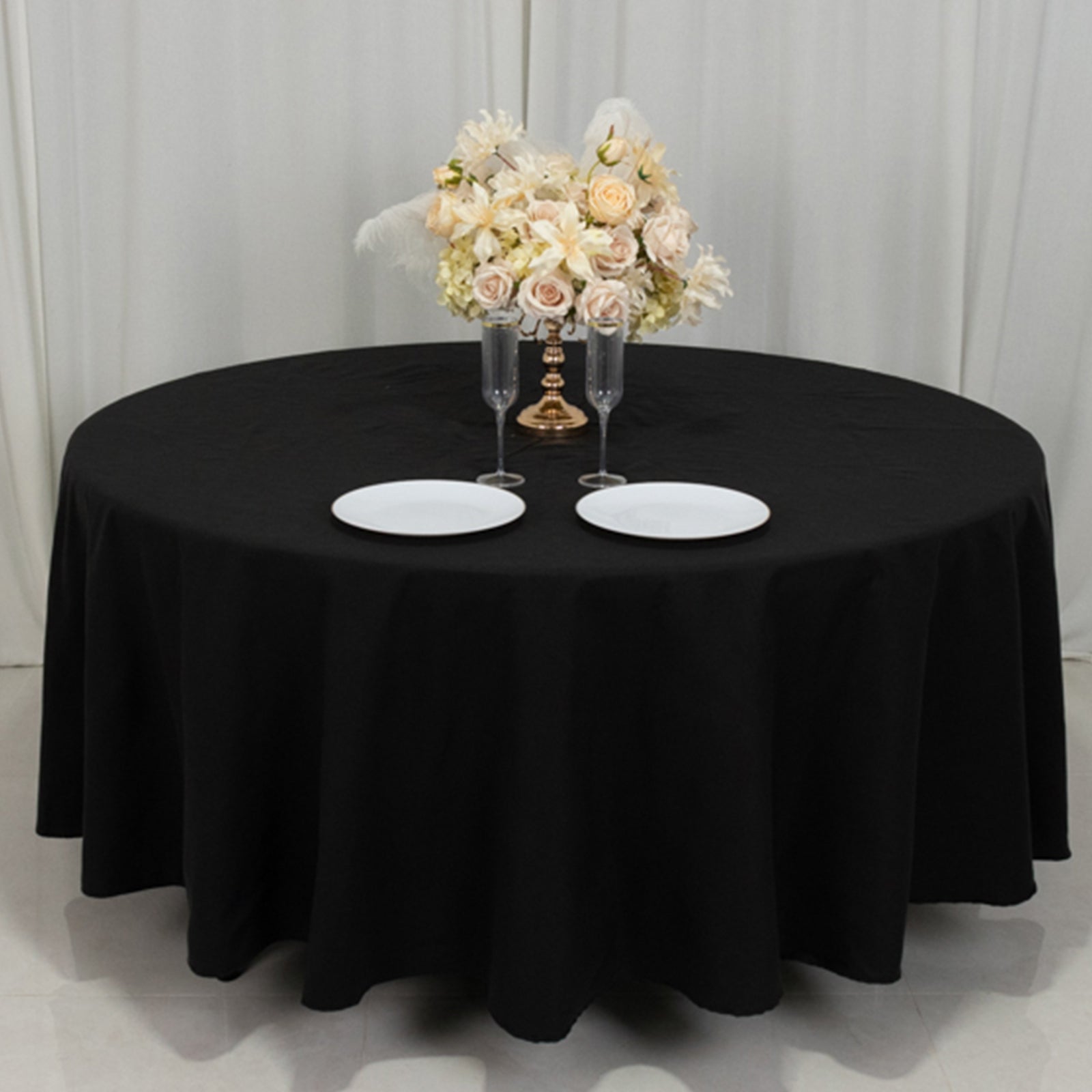 Cotton Blend 108" Round Tablecloth Black - Wrinkle - Resistant Design - Bell Racket Store