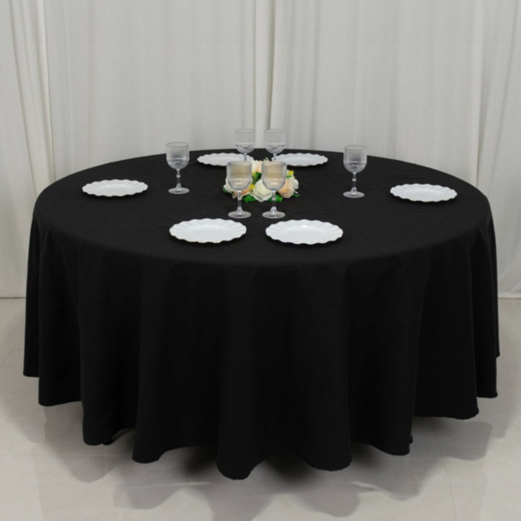 Cotton Blend 108" Round Tablecloth Black - Wrinkle - Resistant Design - Bell Racket Store
