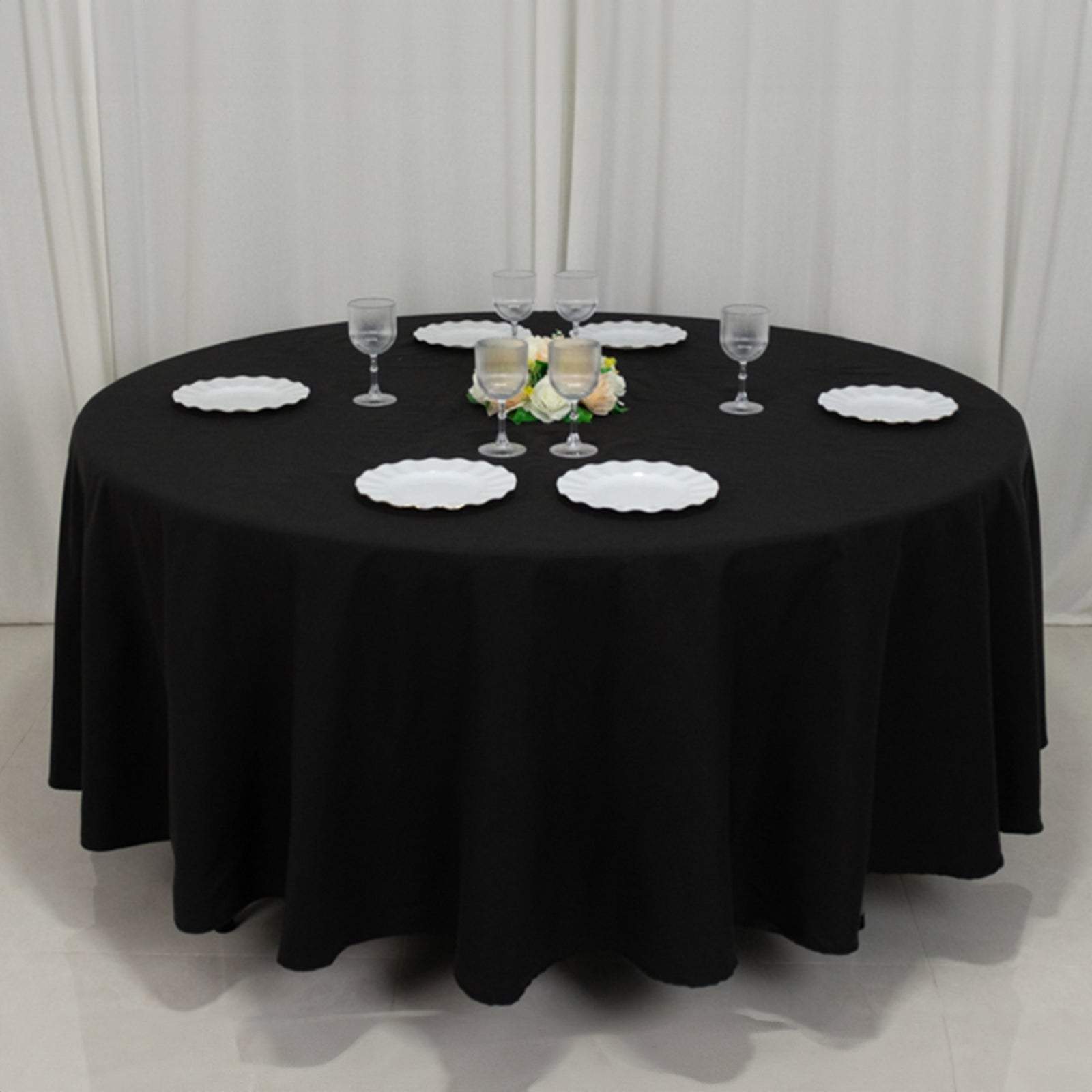 Cotton Blend 108" Round Tablecloth Black - Wrinkle - Resistant Design - Bell Racket Store