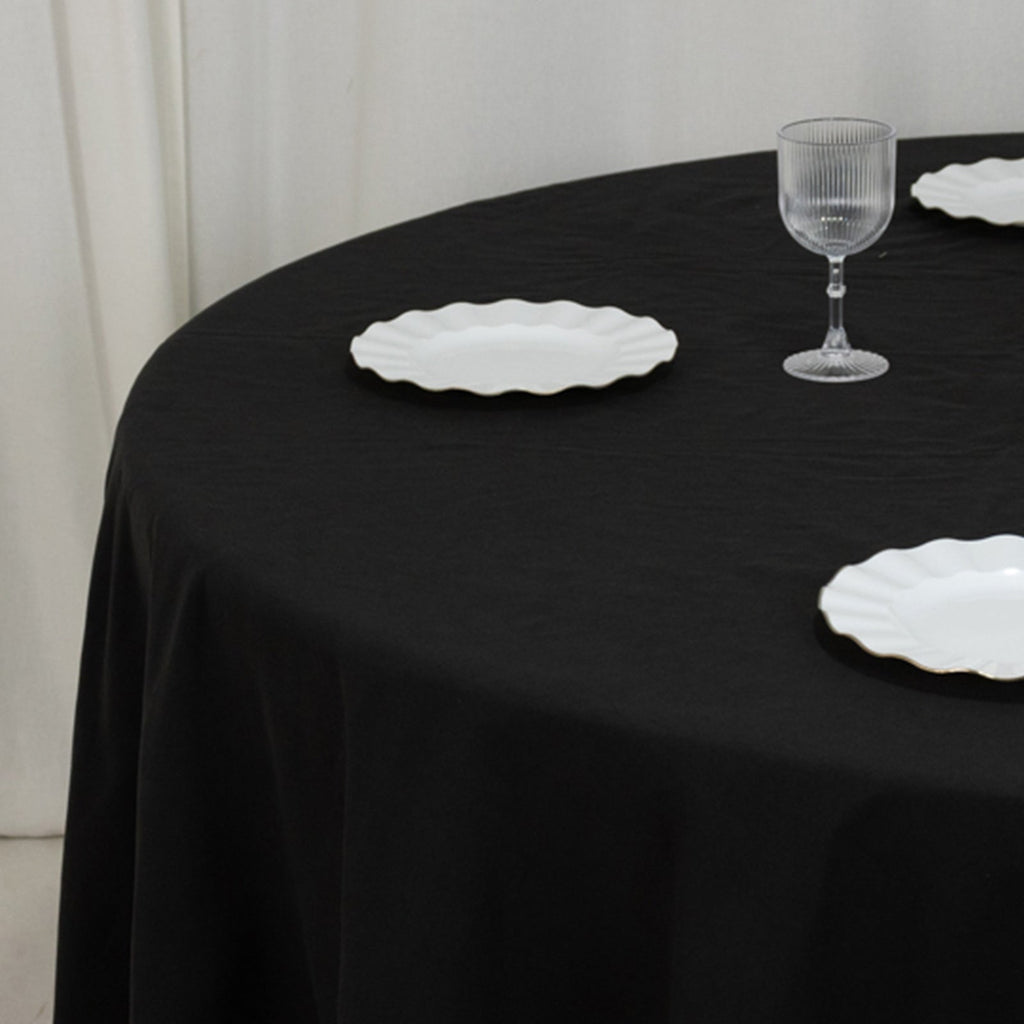Cotton Blend 108" Round Tablecloth Black - Wrinkle - Resistant Design - Bell Racket Store