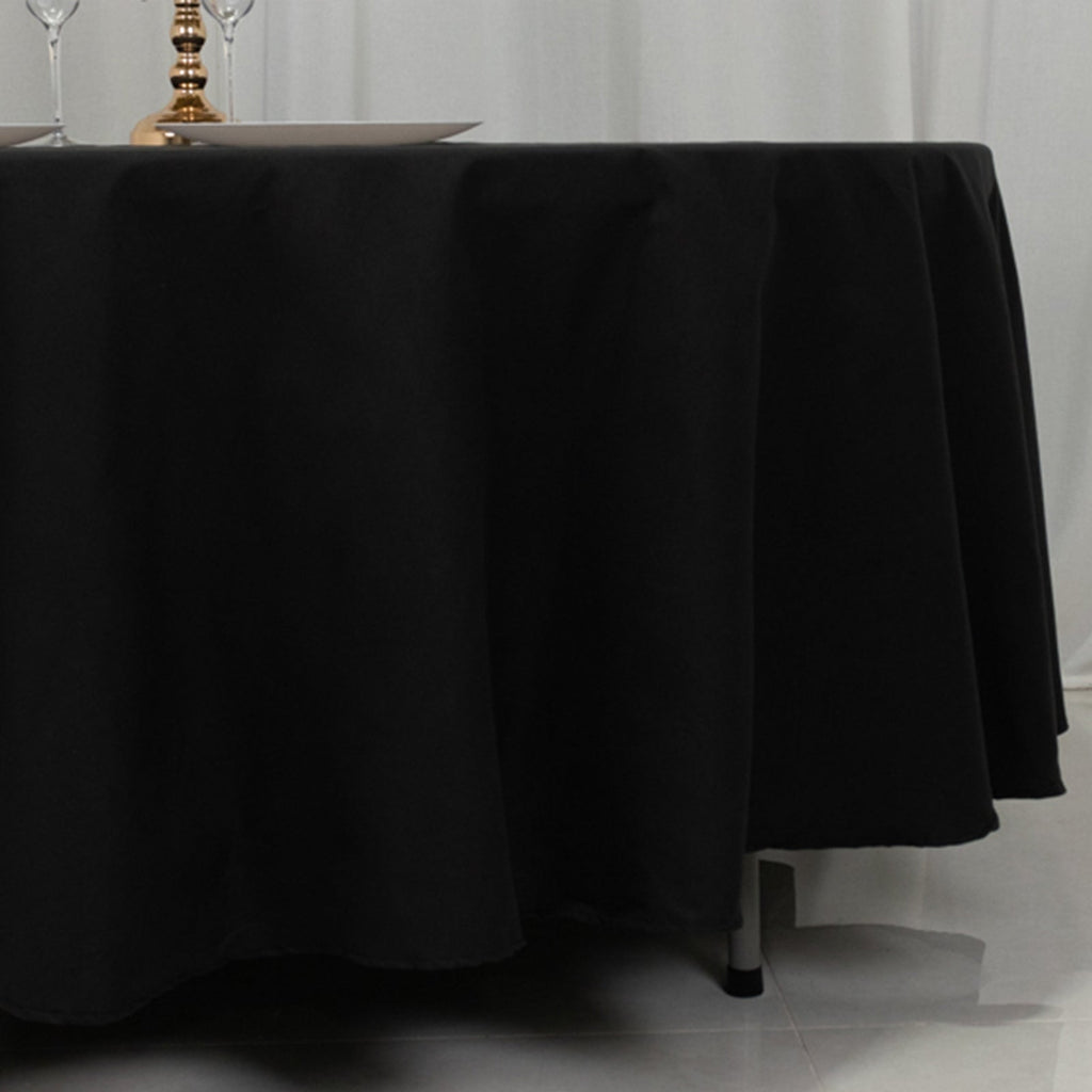 Cotton Blend 108" Round Tablecloth Black - Wrinkle - Resistant Design - Bell Racket Store