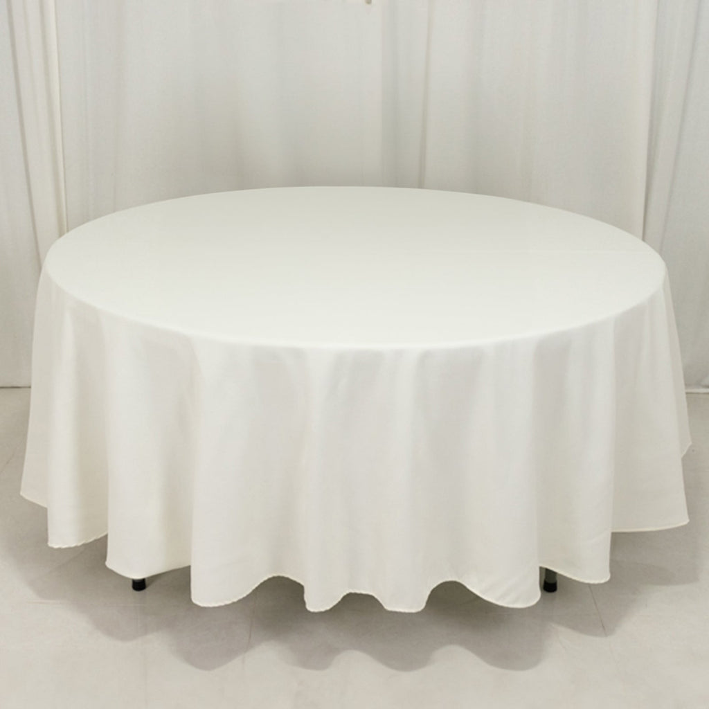 Cotton Blend 108" Round Tablecloth Ivory - Wrinkle - Resistant Design - Bell Racket Store