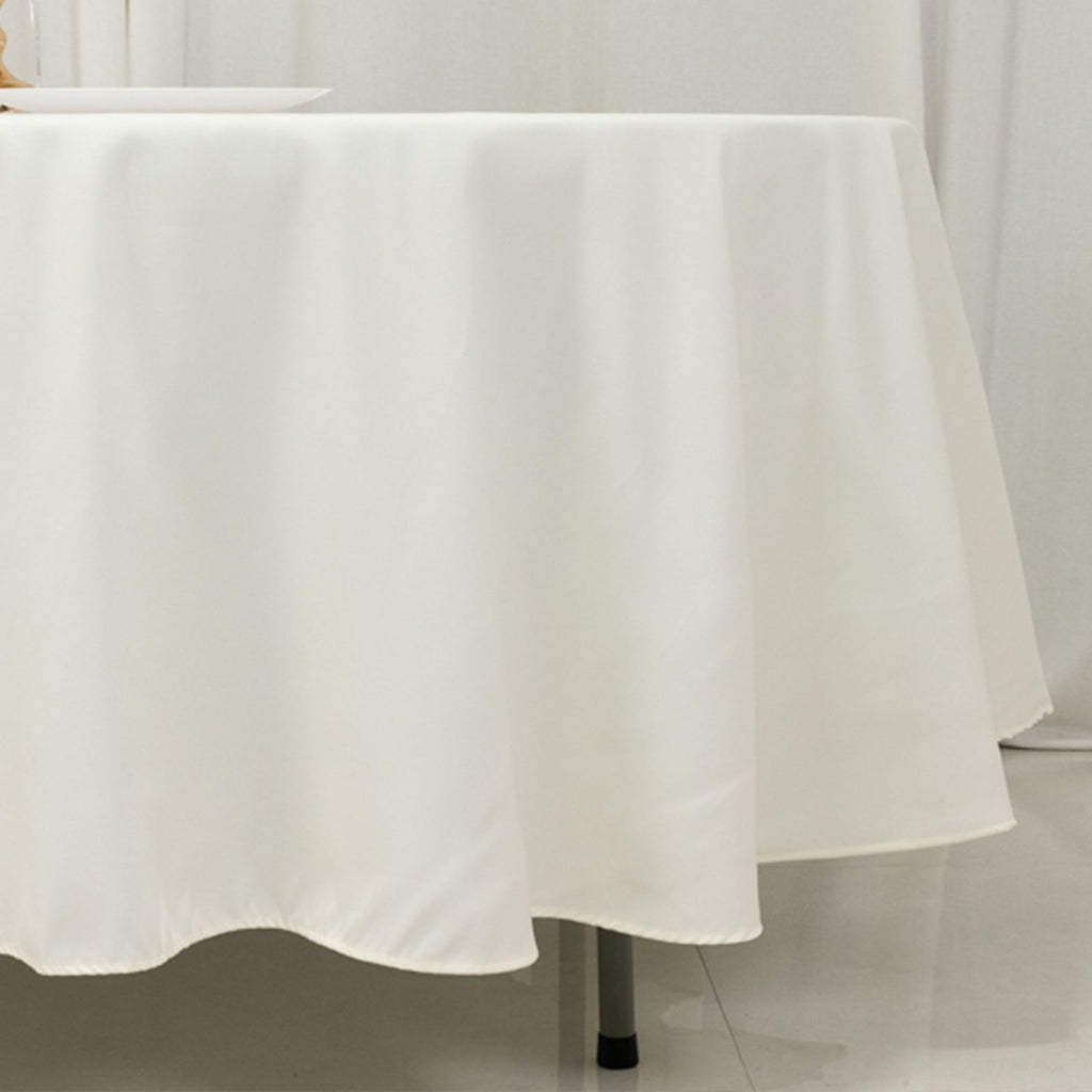 Cotton Blend 108" Round Tablecloth Ivory - Wrinkle - Resistant Design - Bell Racket Store