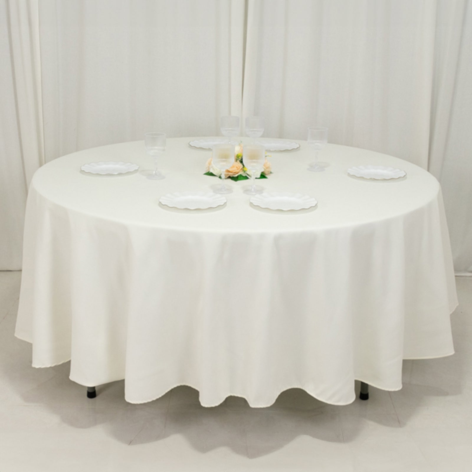 Cotton Blend 108" Round Tablecloth Ivory - Wrinkle - Resistant Design - Bell Racket Store