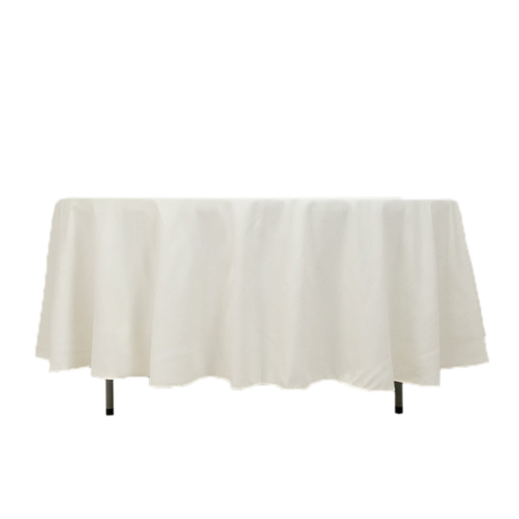 Cotton Blend 108" Round Tablecloth Ivory - Wrinkle - Resistant Design - Bell Racket Store