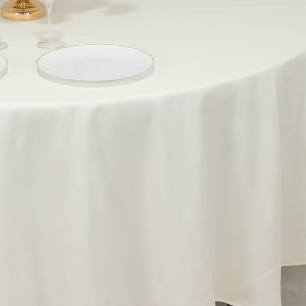 Cotton Blend 108" Round Tablecloth Ivory - Wrinkle - Resistant Design - Bell Racket Store