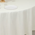 Cotton Blend 108" Round Tablecloth Ivory - Wrinkle - Resistant Design - Bell Racket Store