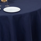 Cotton Blend 108" Round Tablecloth Navy Blue - Wrinkle - Resistant Design - Bell Racket Store