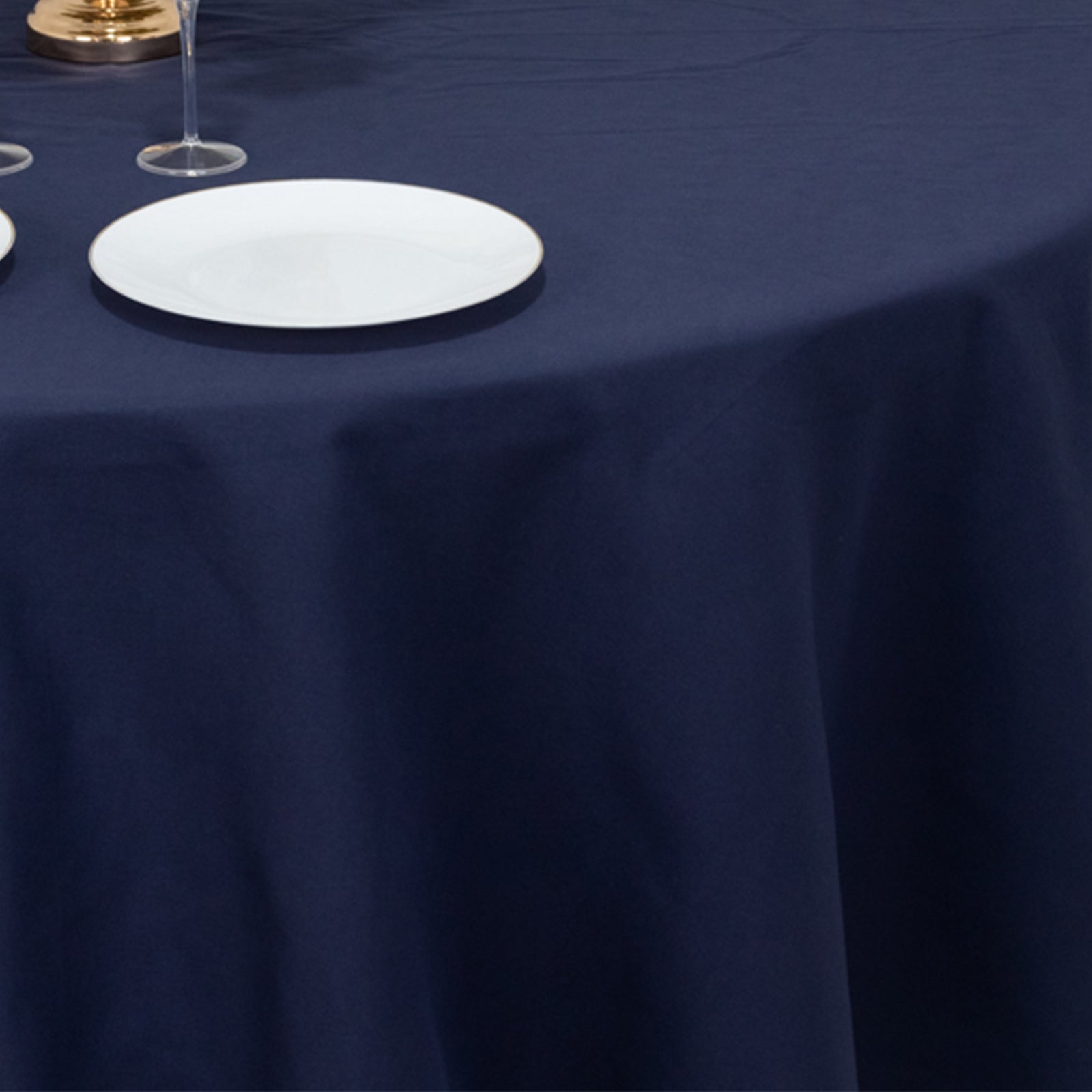 Cotton Blend 108" Round Tablecloth Navy Blue - Wrinkle - Resistant Design - Bell Racket Store