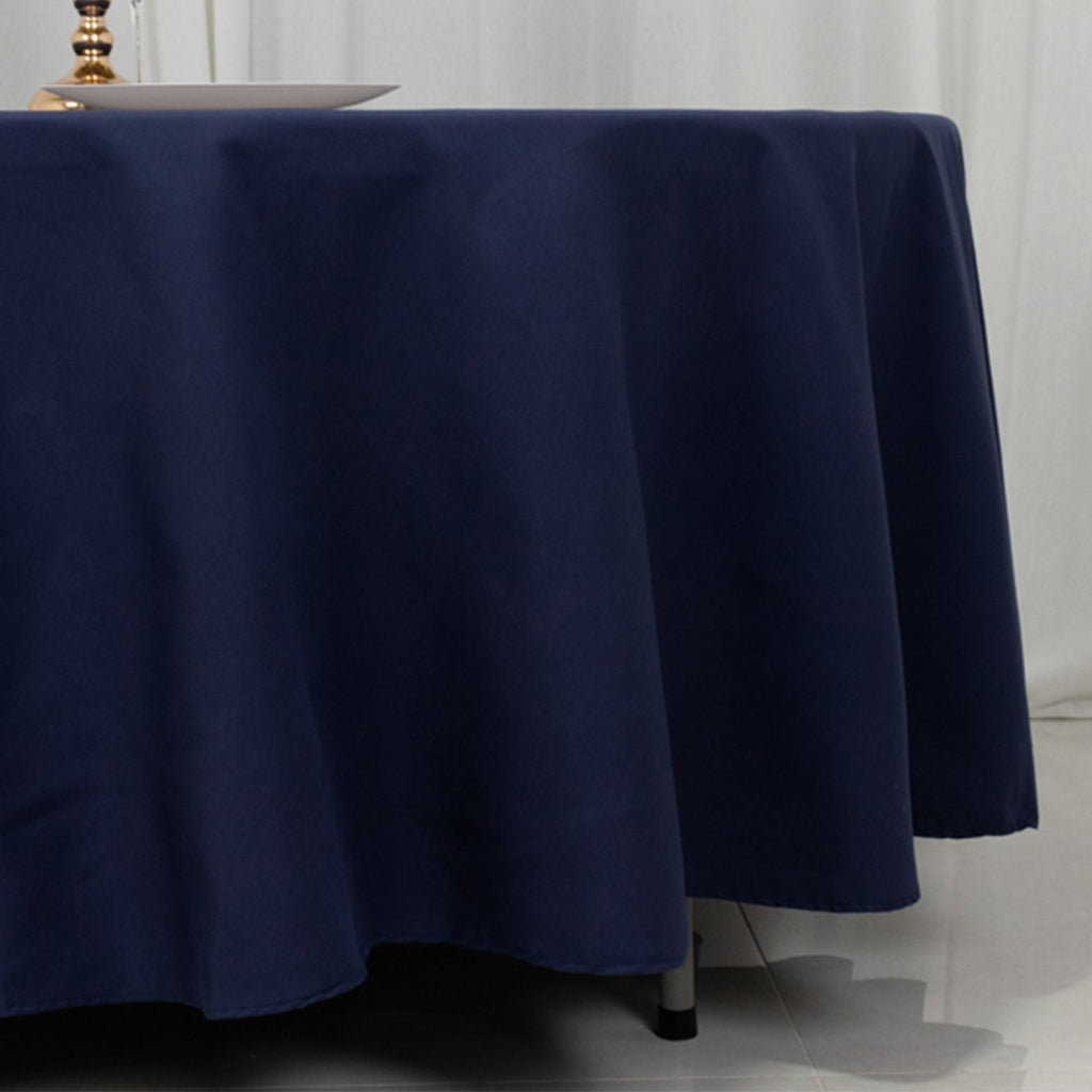 Cotton Blend 108" Round Tablecloth Navy Blue - Wrinkle - Resistant Design - Bell Racket Store