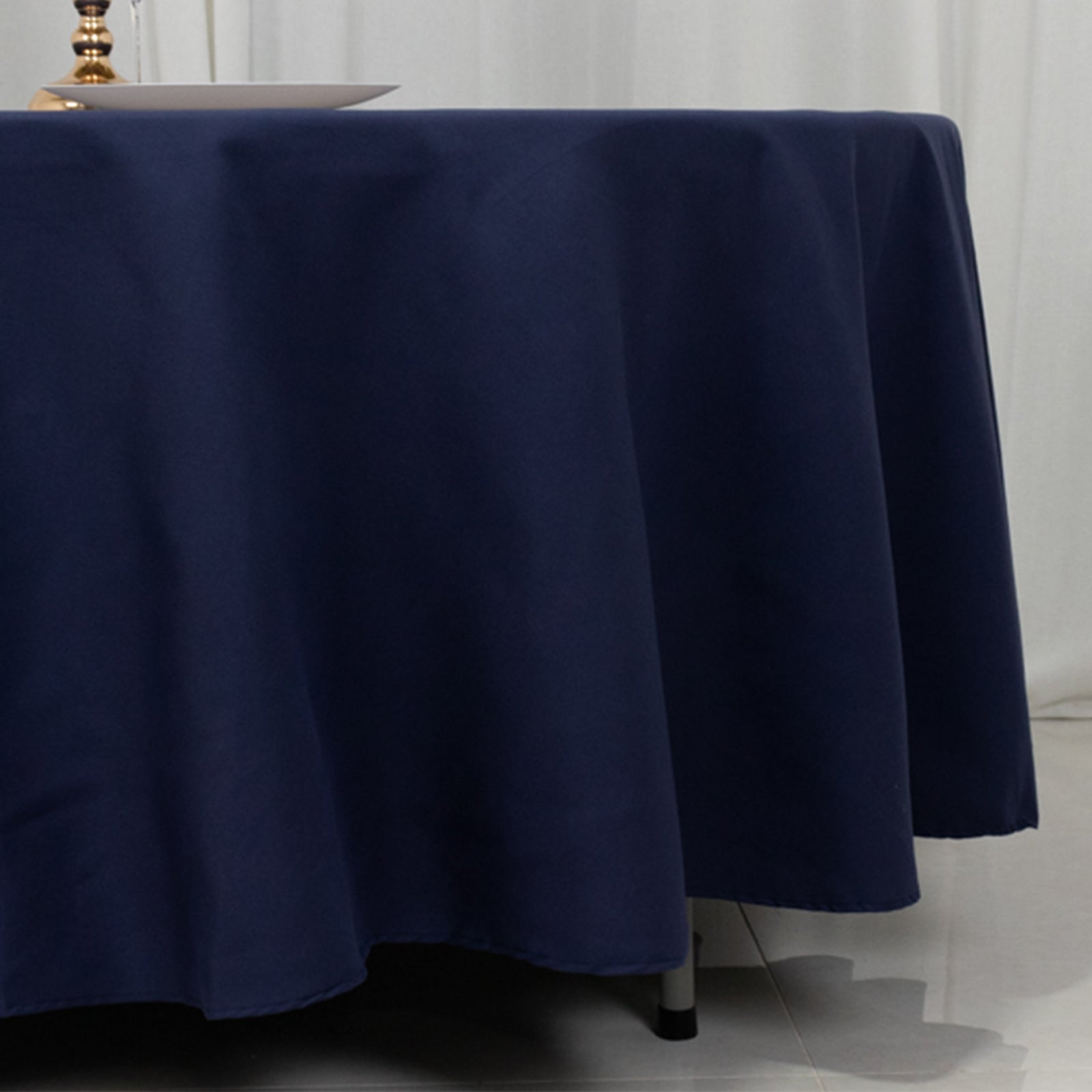 Cotton Blend 108" Round Tablecloth Navy Blue - Wrinkle - Resistant Design - Bell Racket Store