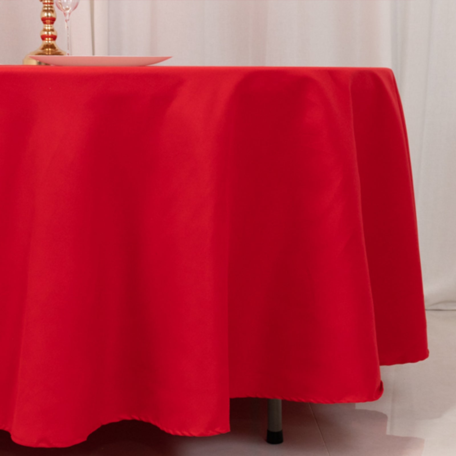 Cotton Blend 108" Round Tablecloth Red - Wrinkle - Resistant Design - Bell Racket Store
