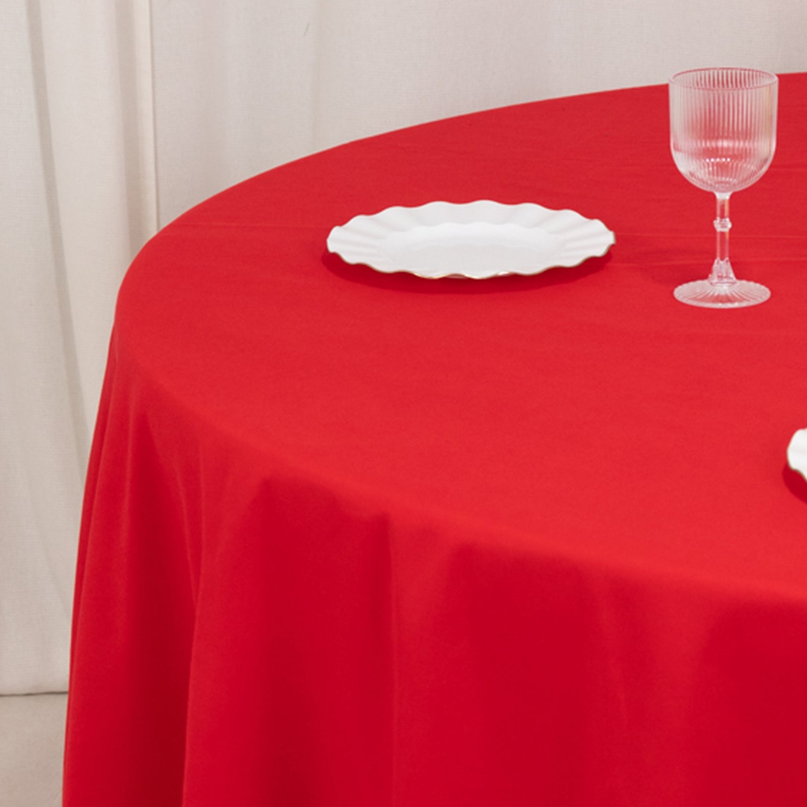 Cotton Blend 108" Round Tablecloth Red - Wrinkle - Resistant Design - Bell Racket Store