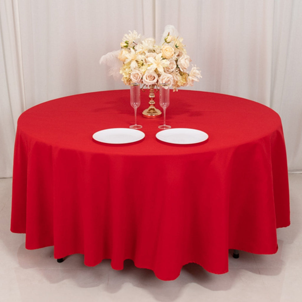 Cotton Blend 108" Round Tablecloth Red - Wrinkle - Resistant Design - Bell Racket Store