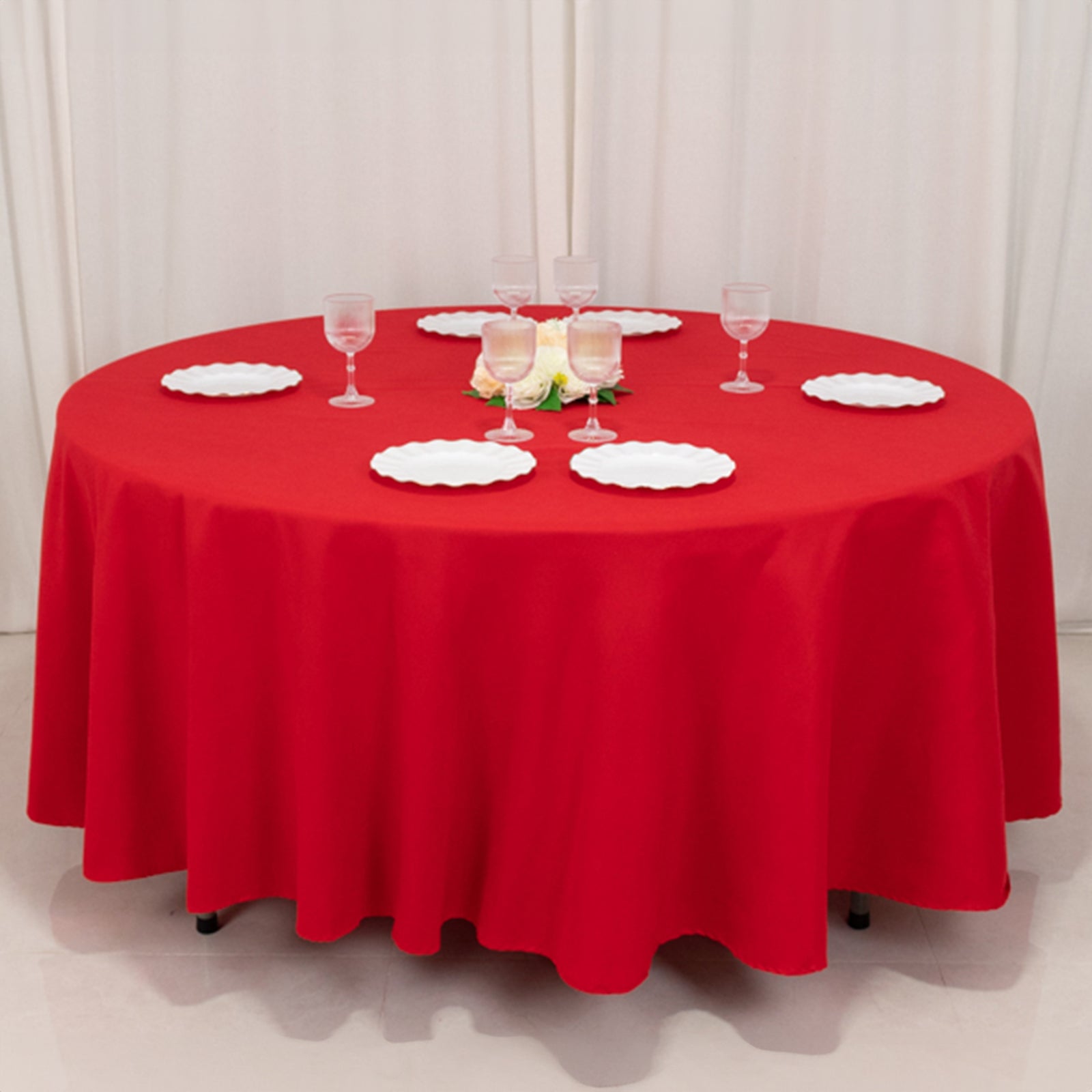 Cotton Blend 108" Round Tablecloth Red - Wrinkle - Resistant Design - Bell Racket Store