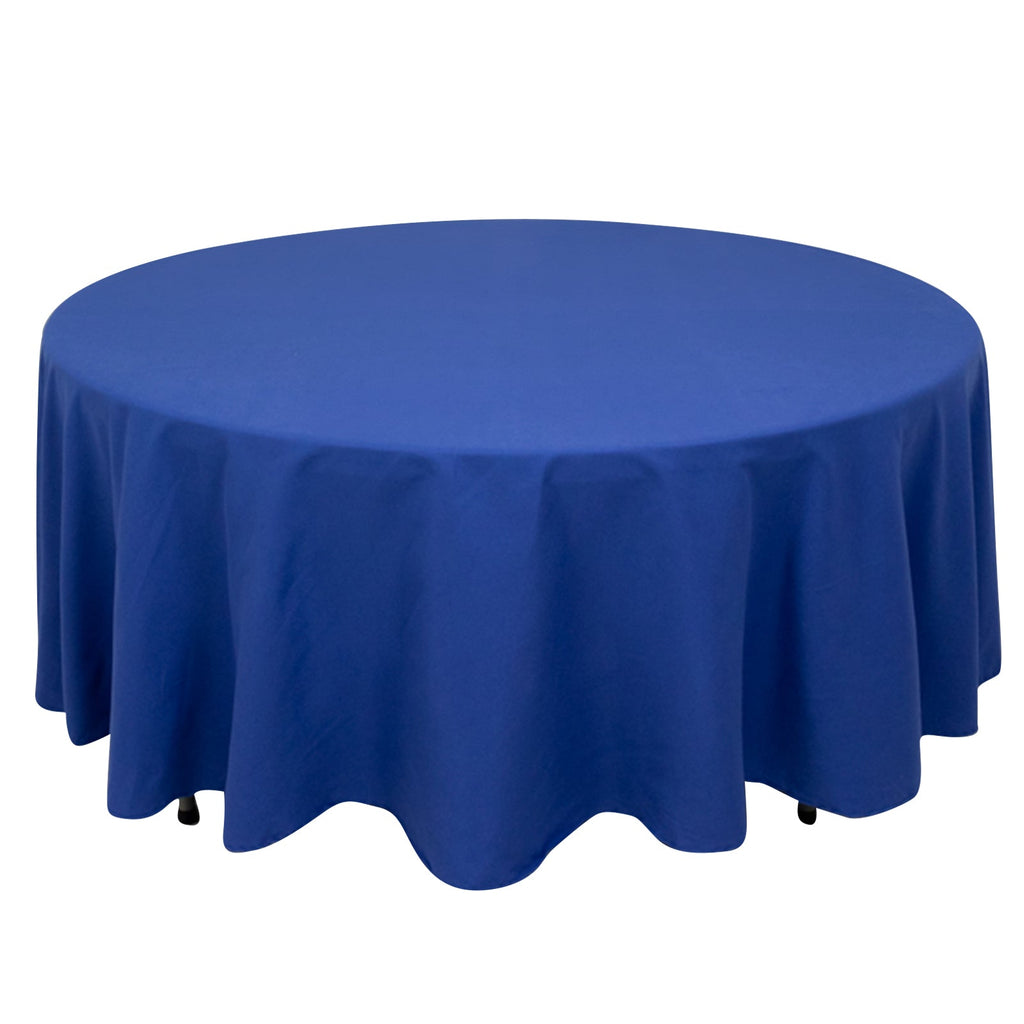 Cotton Blend 108" Round Tablecloth Royal Blue - Wrinkle - Resistant Design - Bell Racket Store