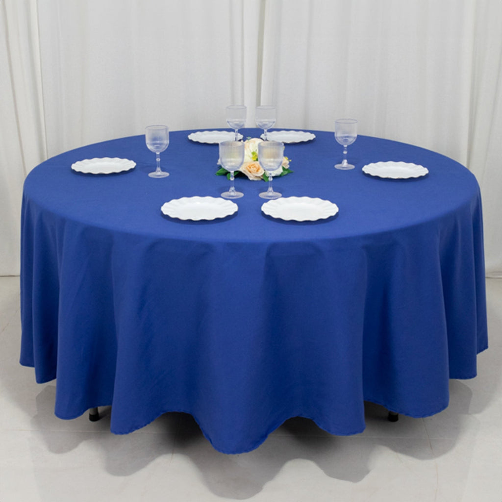 Cotton Blend 108" Round Tablecloth Royal Blue - Wrinkle - Resistant Design - Bell Racket Store