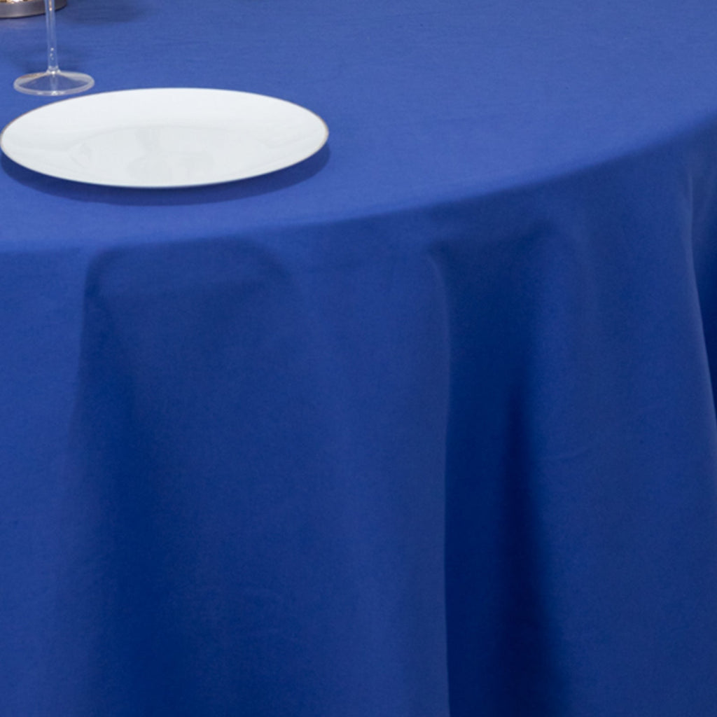 Cotton Blend 108" Round Tablecloth Royal Blue - Wrinkle - Resistant Design - Bell Racket Store