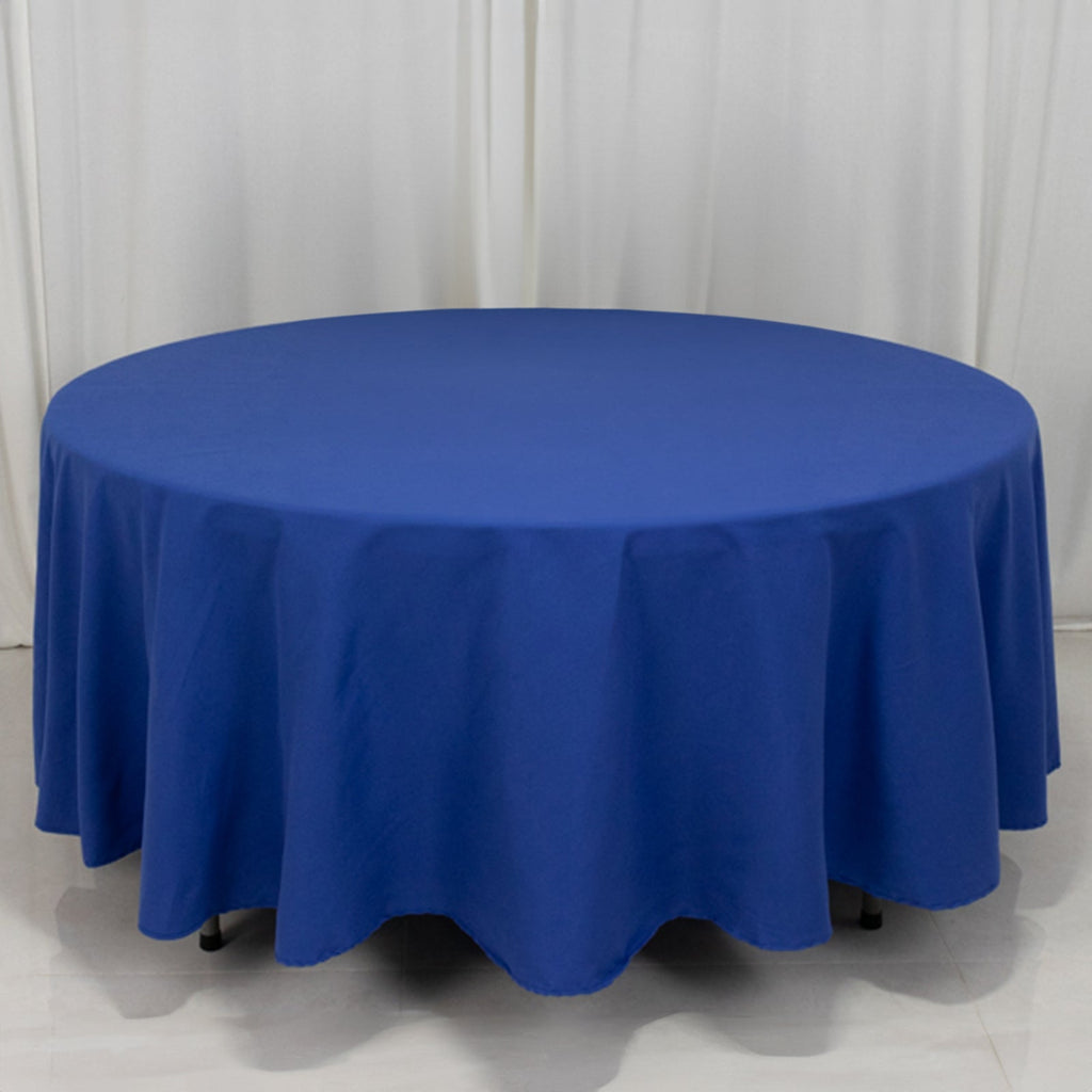 Cotton Blend 108" Round Tablecloth Royal Blue - Wrinkle - Resistant Design - Bell Racket Store