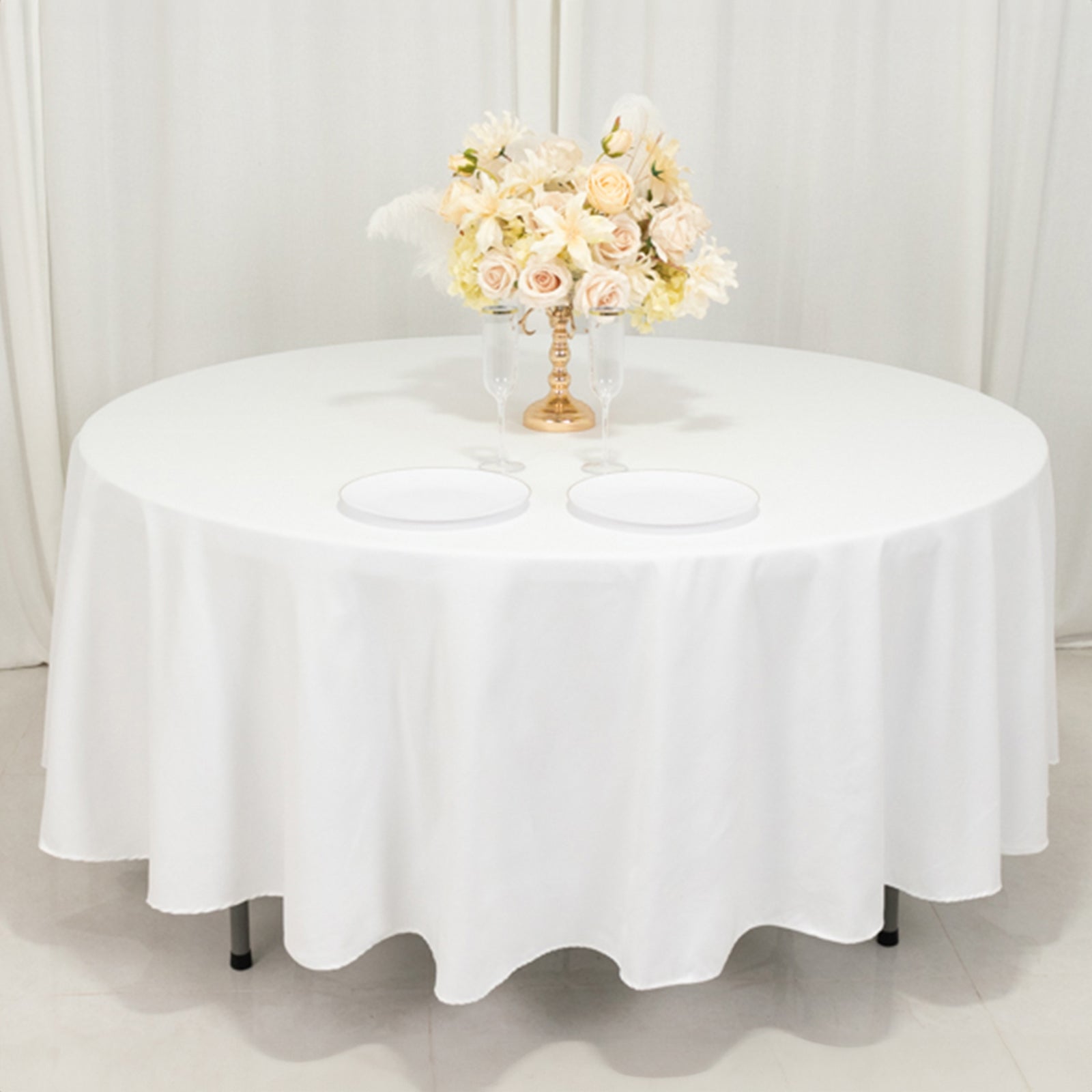 Cotton Blend 108" Round Tablecloth White - Wrinkle - Resistant Design for Versatile Table Settings - Bell Racket Store