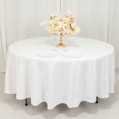Cotton Blend 108" Round Tablecloth White - Wrinkle - Resistant Design for Versatile Table Settings - Bell Racket Store