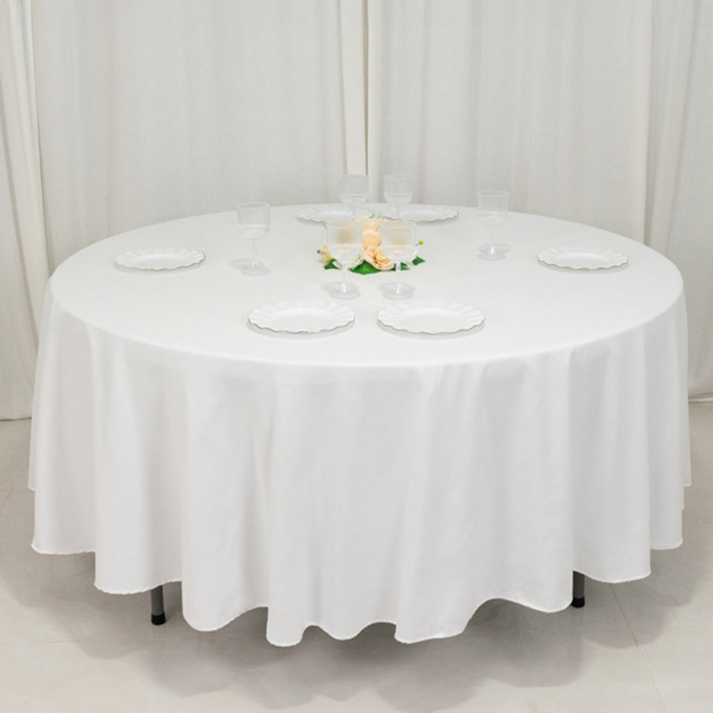 Cotton Blend 108" Round Tablecloth White - Wrinkle - Resistant Design for Versatile Table Settings - Bell Racket Store