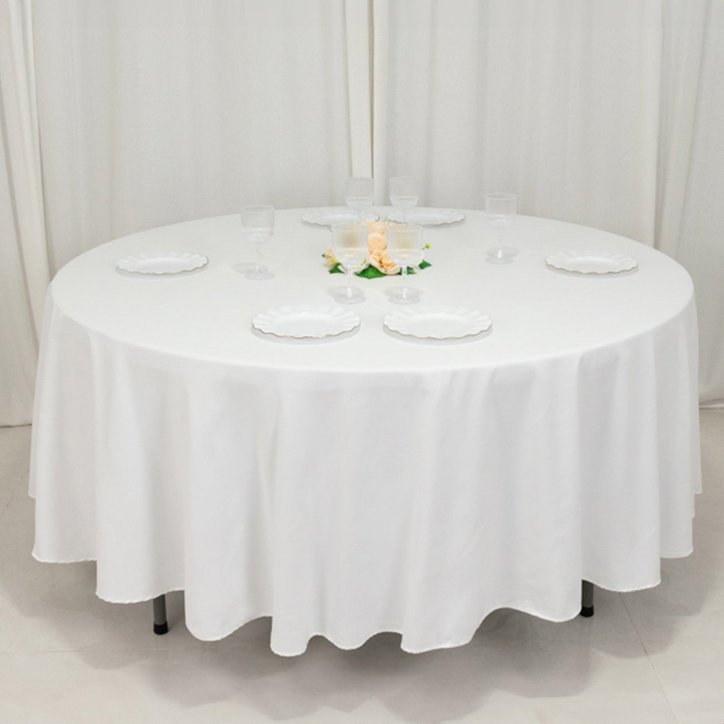 Cotton Blend 108" Round Tablecloth White - Wrinkle - Resistant Design for Versatile Table Settings - Bell Racket Store
