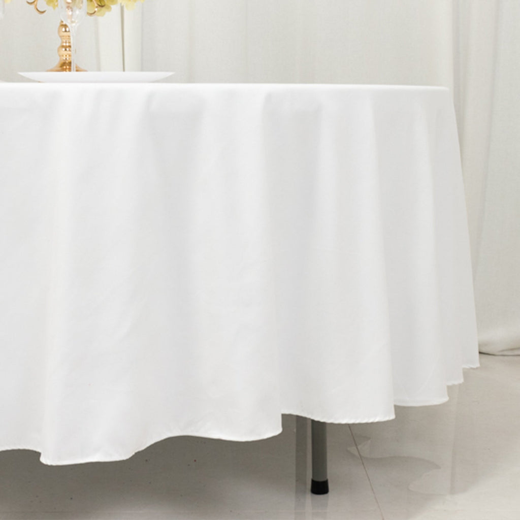 Cotton Blend 108" Round Tablecloth White - Wrinkle - Resistant Design for Versatile Table Settings - Bell Racket Store