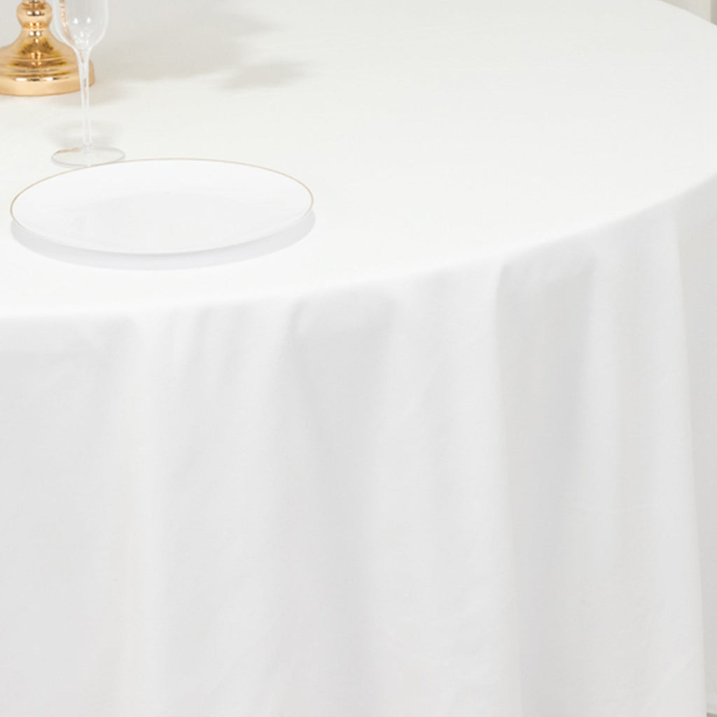 Cotton Blend 108" Round Tablecloth White - Wrinkle - Resistant Design for Versatile Table Settings - Bell Racket Store