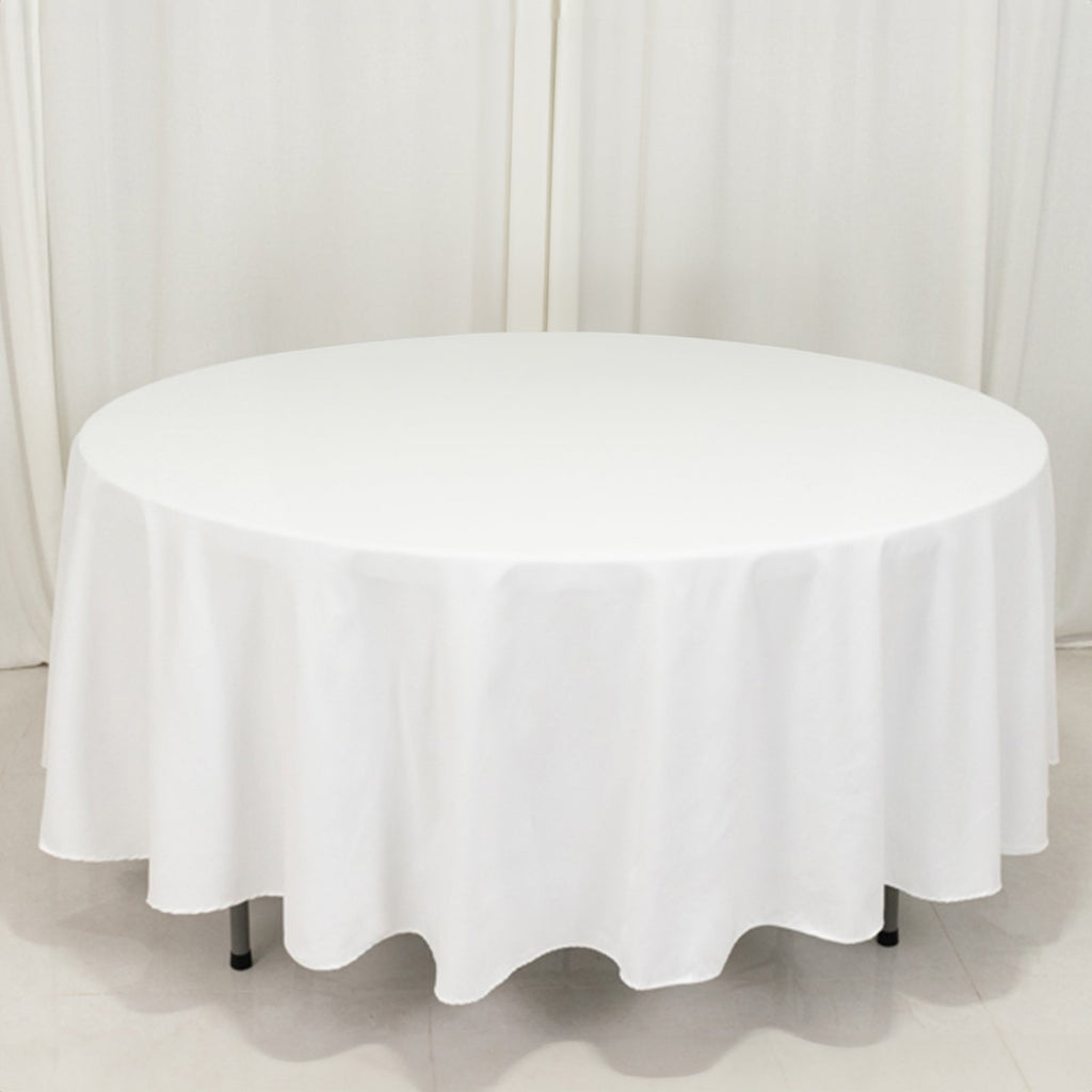 Cotton Blend 108" Round Tablecloth White - Wrinkle - Resistant Design for Versatile Table Settings - Bell Racket Store