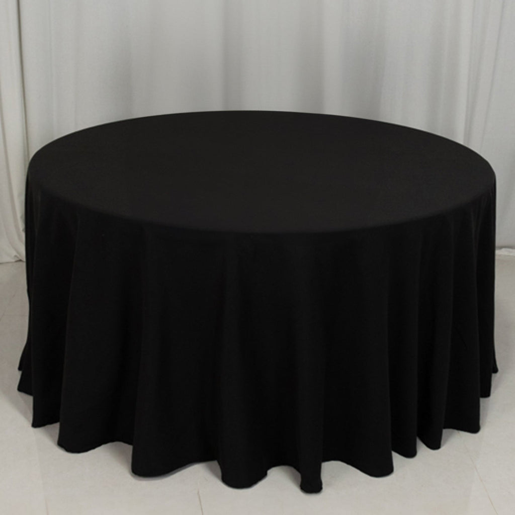 Cotton Blend 120" Round Tablecloth Black - Seamless Wrinkle - Resistant Table Cover - Bell Racket Store