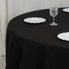 Cotton Blend 120" Round Tablecloth Black - Seamless Wrinkle - Resistant Table Cover - Bell Racket Store