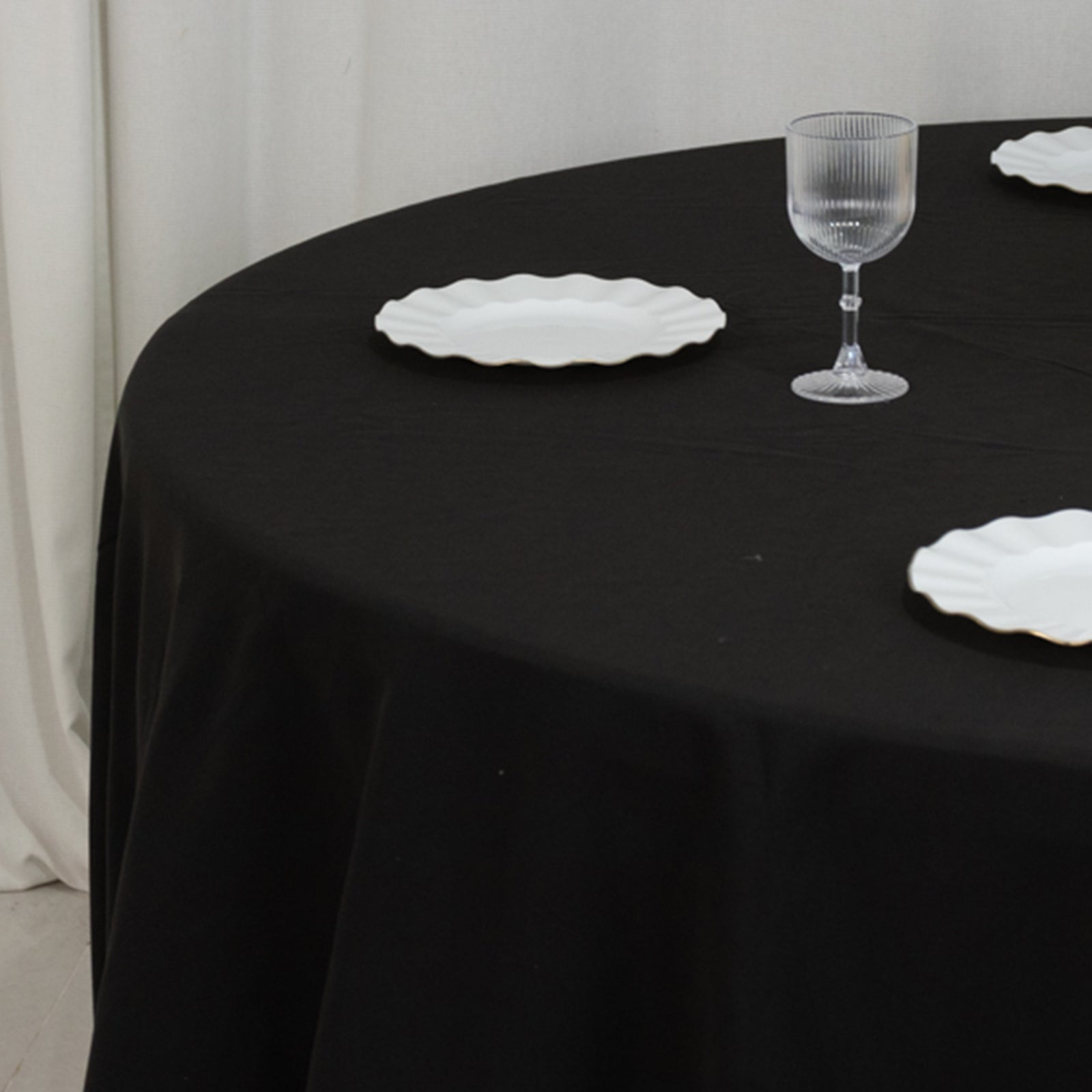 Cotton Blend 120" Round Tablecloth Black - Seamless Wrinkle - Resistant Table Cover - Bell Racket Store