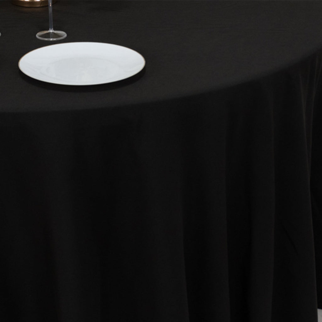 Cotton Blend 120" Round Tablecloth Black - Seamless Wrinkle - Resistant Table Cover - Bell Racket Store