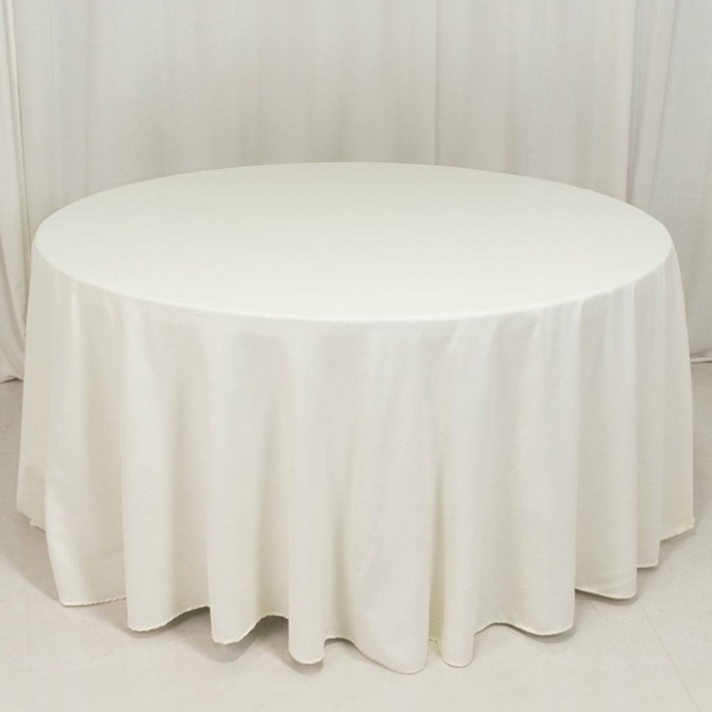 Cotton Blend 120" Round Tablecloth Ivory - Seamless Wrinkle - Resistant Table Cover - Bell Racket Store