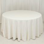 Cotton Blend 120" Round Tablecloth Ivory - Seamless Wrinkle - Resistant Table Cover - Bell Racket Store