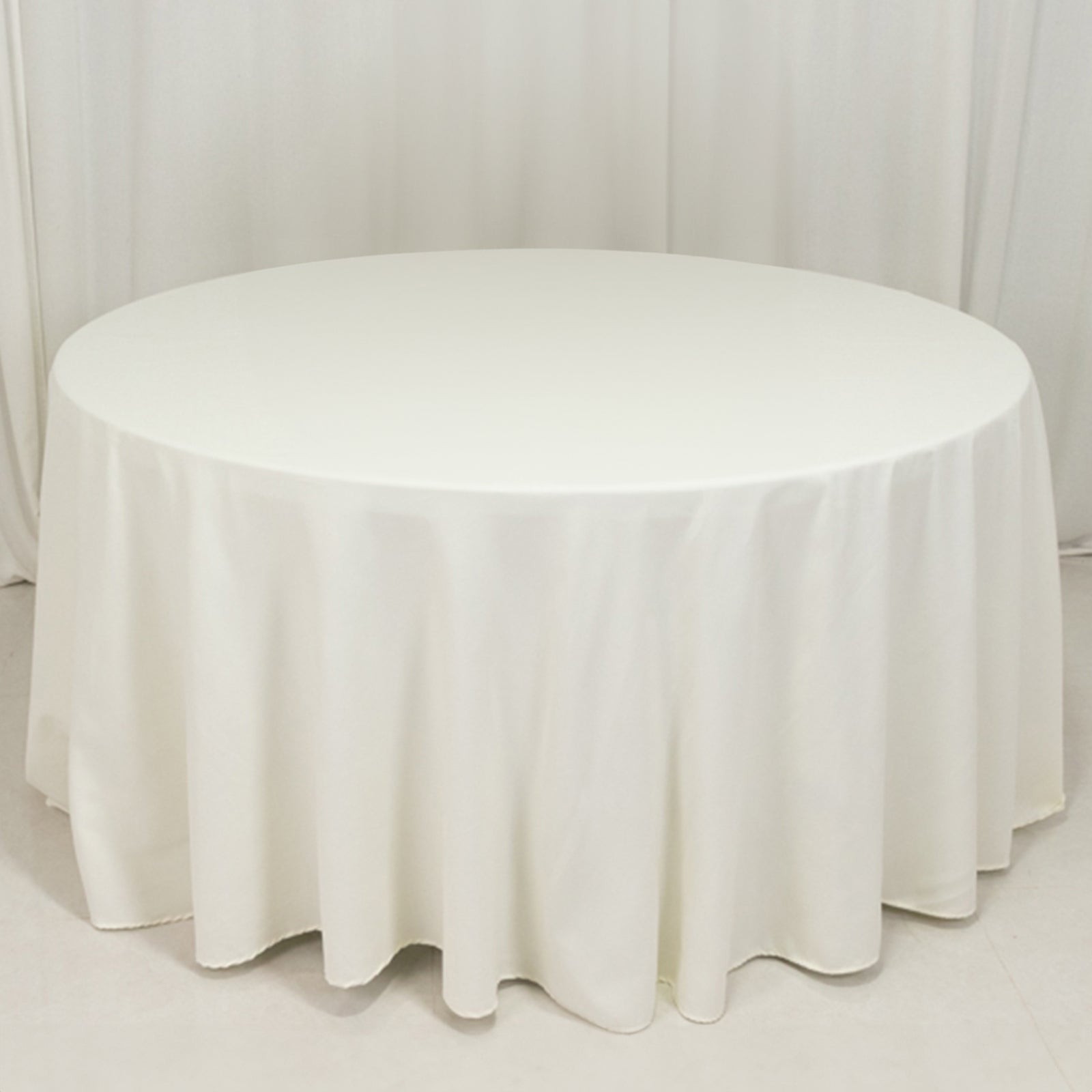 Cotton Blend 120" Round Tablecloth Ivory - Seamless Wrinkle - Resistant Table Cover - Bell Racket Store