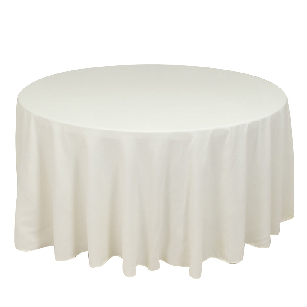 Cotton Blend 120" Round Tablecloth Ivory - Seamless Wrinkle - Resistant Table Cover - Bell Racket Store