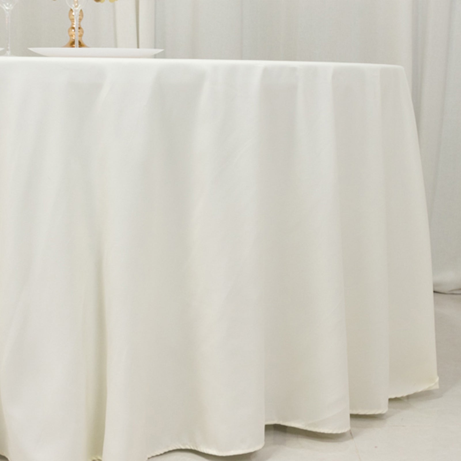 Cotton Blend 120" Round Tablecloth Ivory - Seamless Wrinkle - Resistant Table Cover - Bell Racket Store
